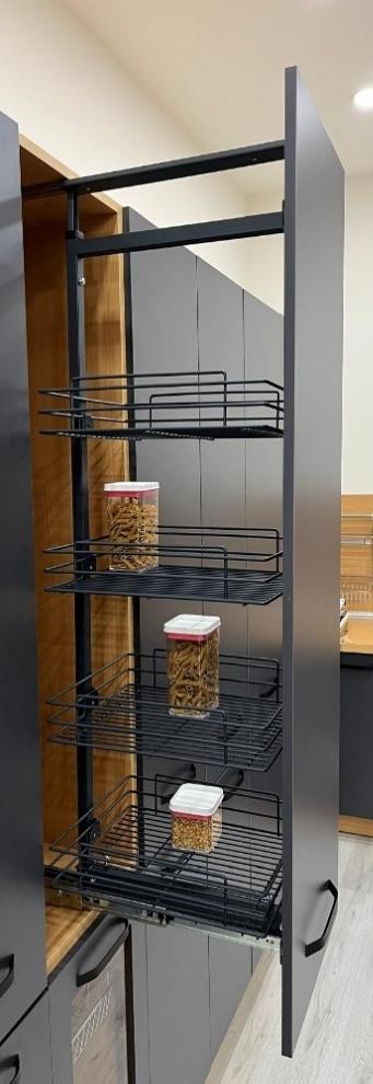 Teleskopik Raylı Kiler 2 Sepet – 280 x 510 x 600-800 mm – Gri / Krom