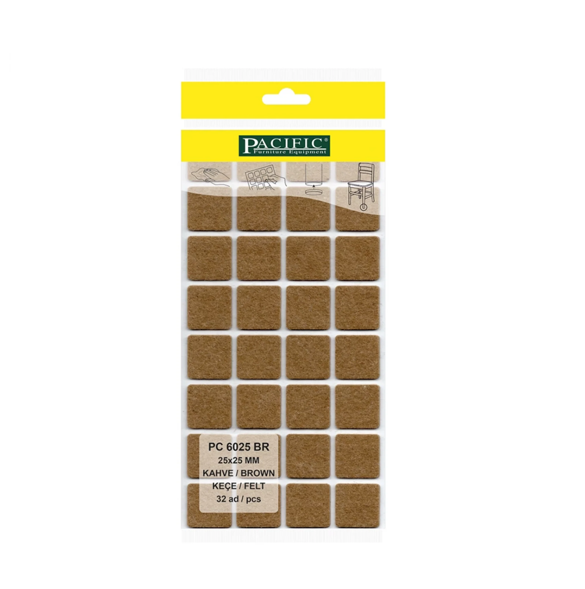 Yapışkanlı Masa Sandalye ve Mobilya Keçesi Zemin Koruyucu Keçe 25mm x 25mm