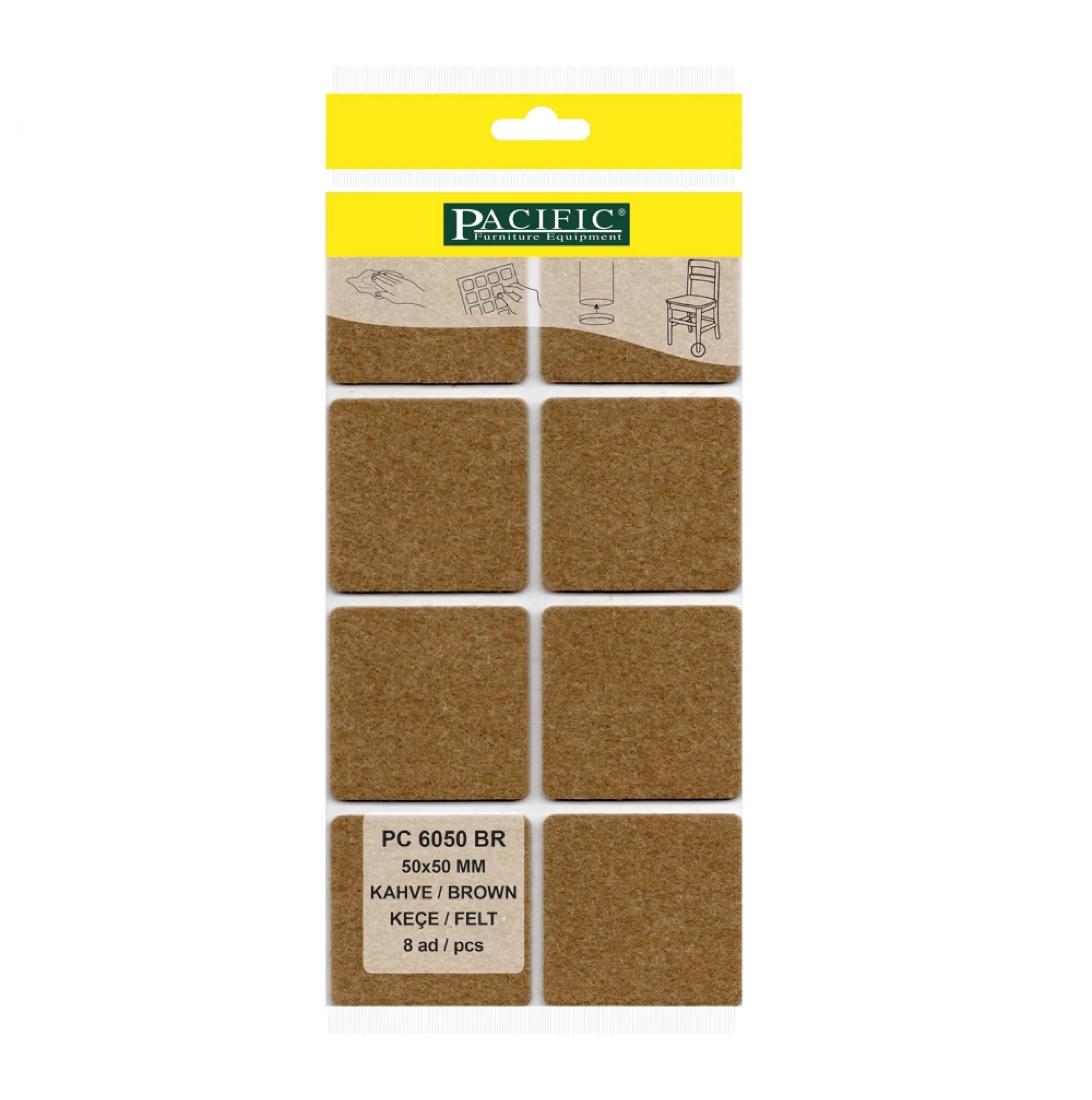 Yapışkanlı Masa Sandalye ve Mobilya Keçesi Zemin Koruyucu Keçe 50mm x 50mm