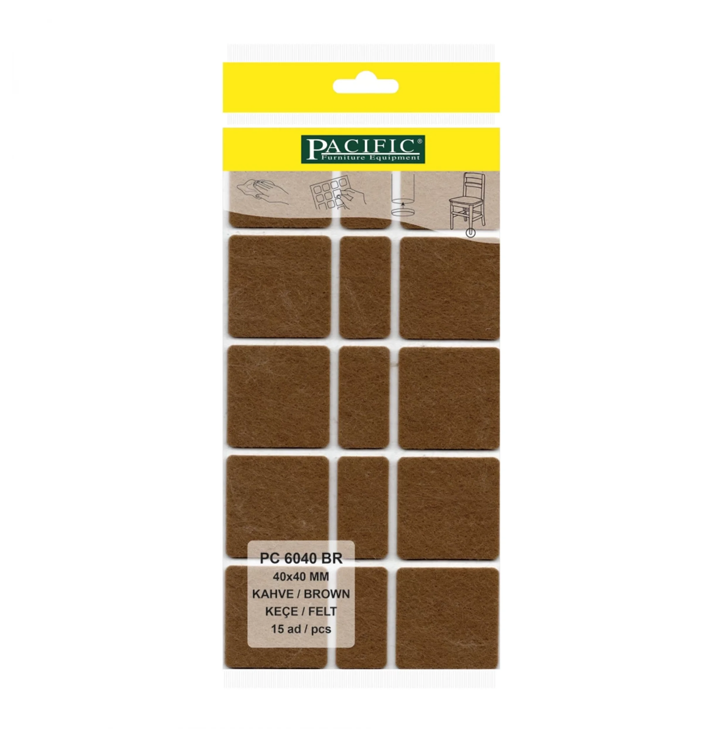 Yapışkanlı Masa Sandalye ve Mobilya Keçesi Zemin Koruyucu Keçe 40mm x 40mm - 20mm x 40mm