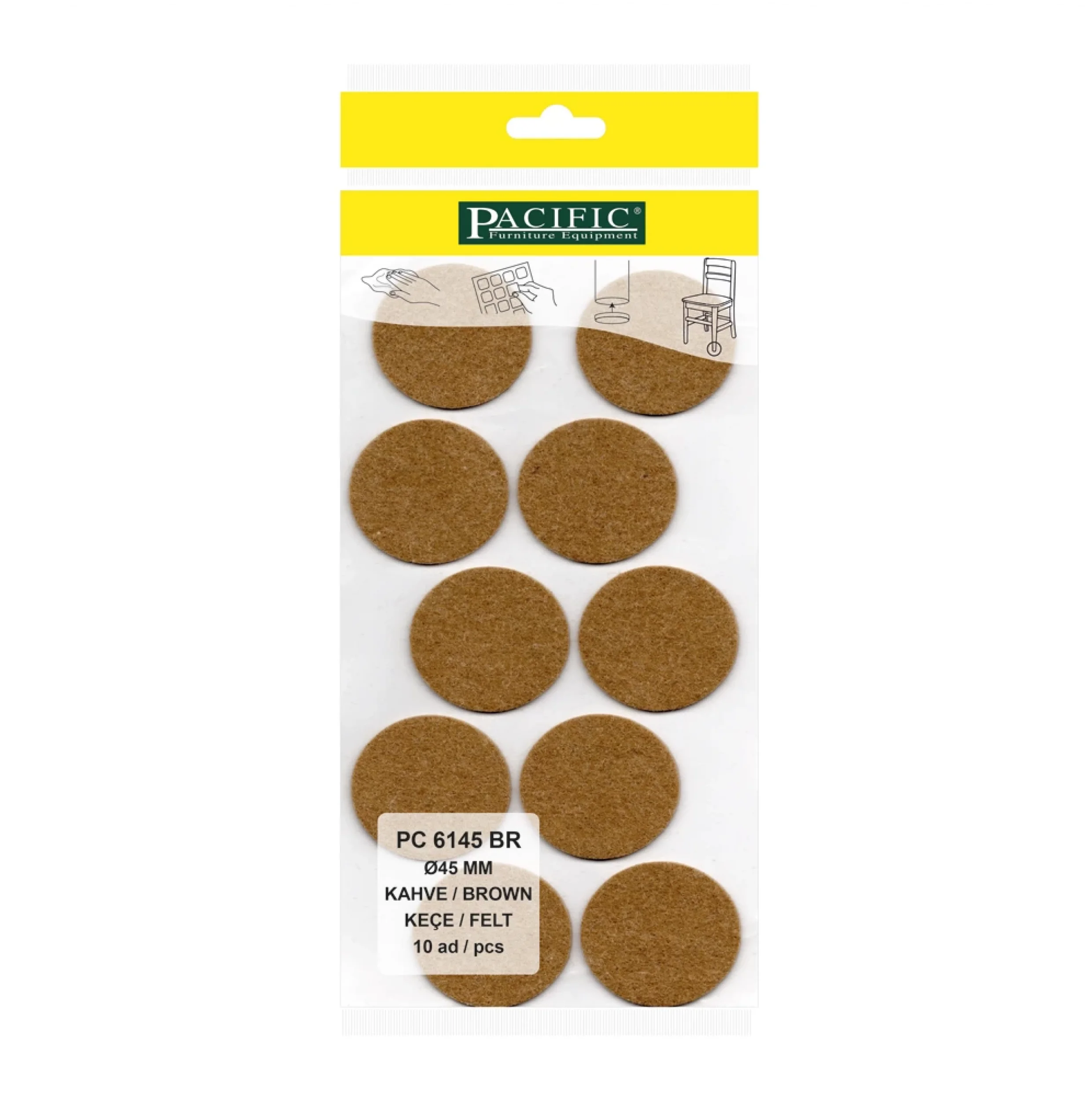 Yapışkanlı Masa Sandalye ve Mobilya Keçesi Zemin Koruyucu Keçe (Ø 45mm)