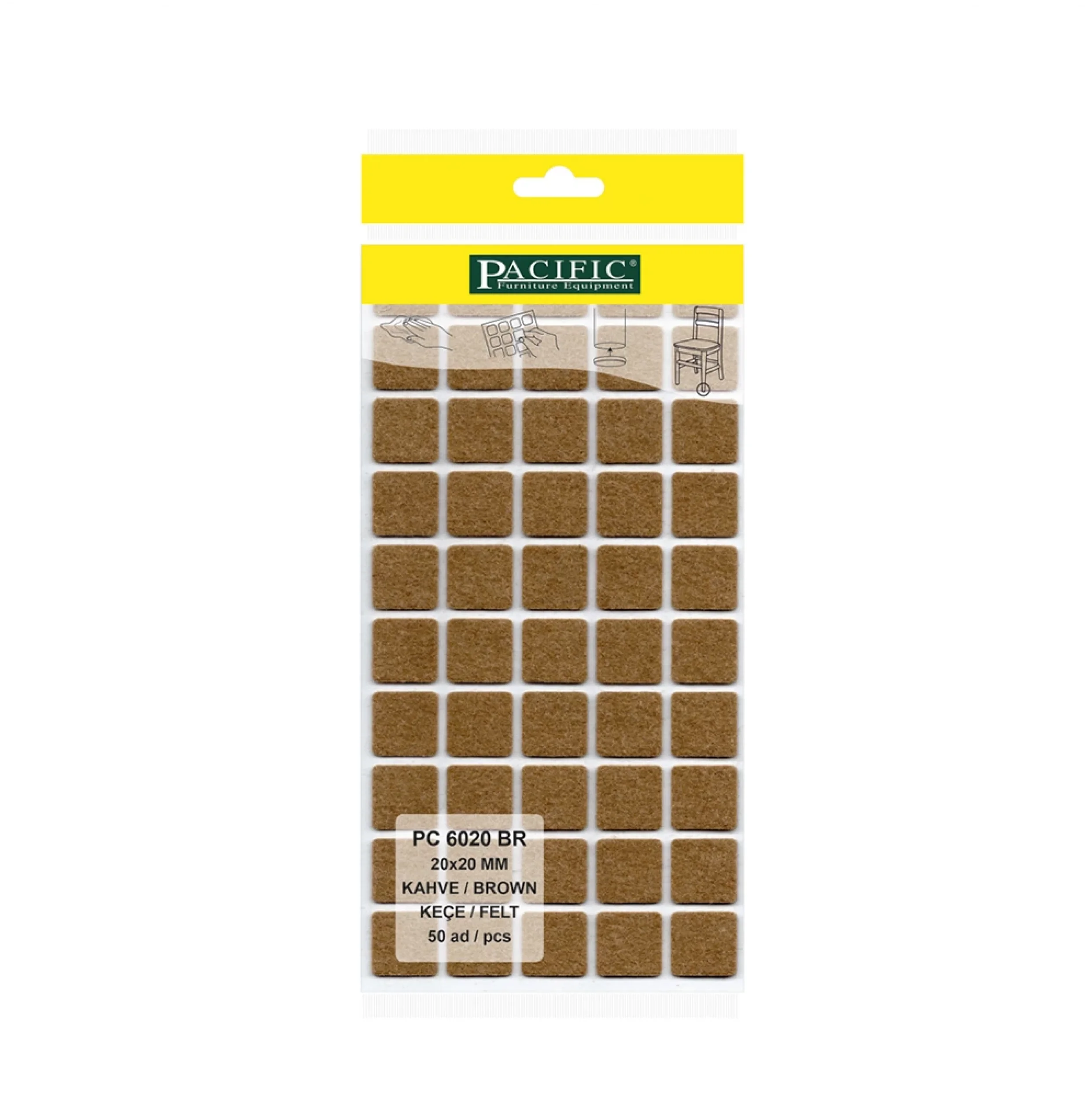 Yapışkanlı Masa Sandalye ve Mobilya Keçesi Zemin Koruyucu Keçe 20mm x 20mm